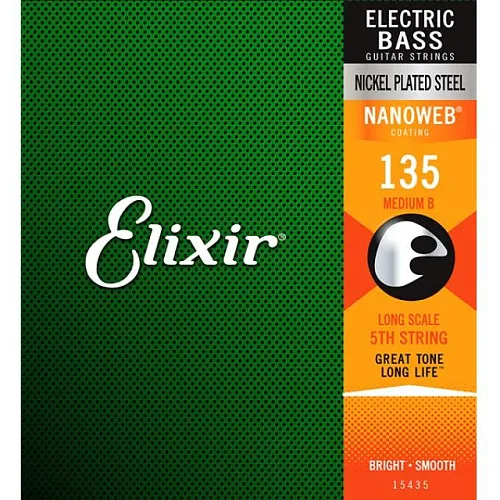 Elixir 15435 Nanoweb (.135) Отдельная 5-ая струна для бас-гитары, Heavy B, .135.